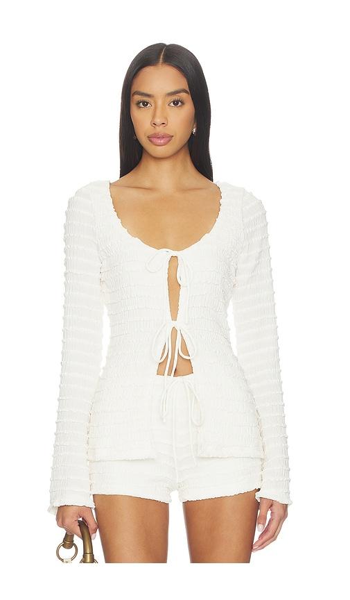 seven wonders adalee ruffle texture top in white. - size l (also in s, xs, m, xl)