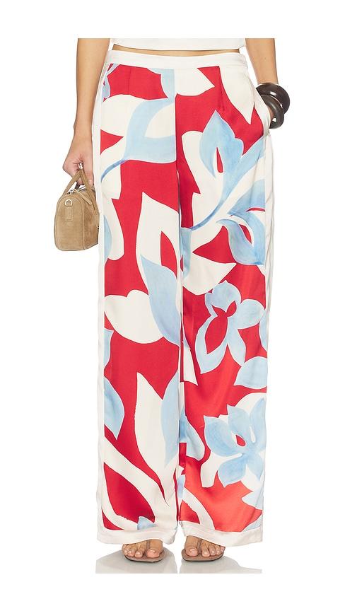 seven wonders amoree wide leg palazzo pant in red, baby blue. - size l (also in s)