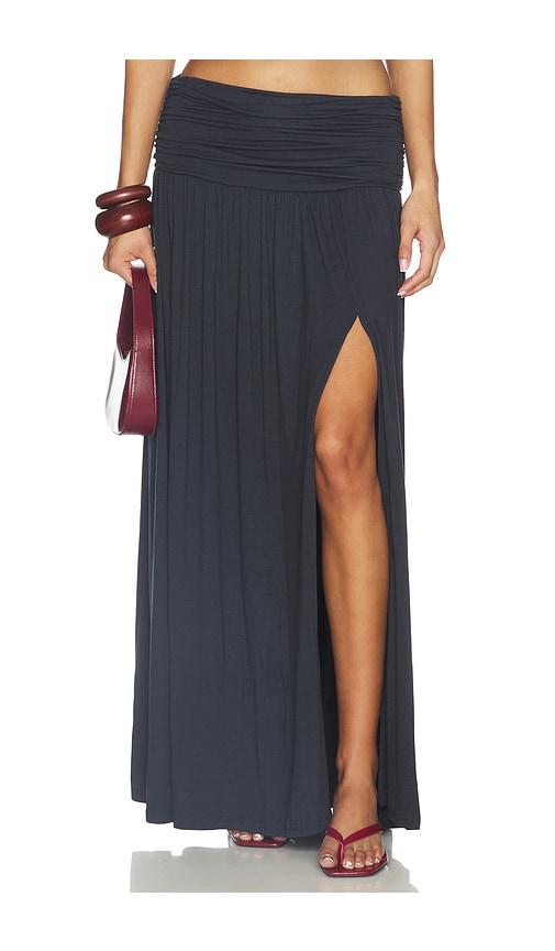 seven wonders avanni ruched low waist maxi skirt in navy. - size l (also in xs, s, m, xl)