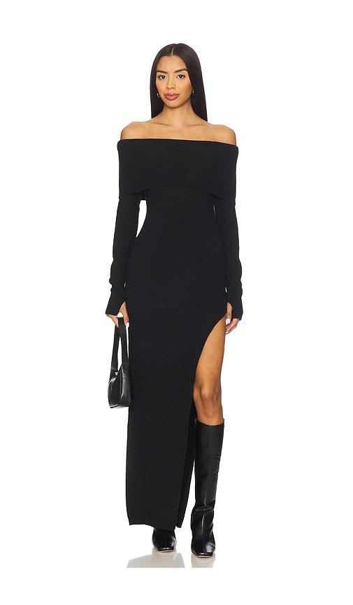 seven wonders barly off shoulder maxi dress in black. - size l (also in xs, s, m)