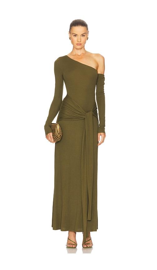 seven wonders bianca one shoulder maxi dress in green. - size l (also in s, xs)