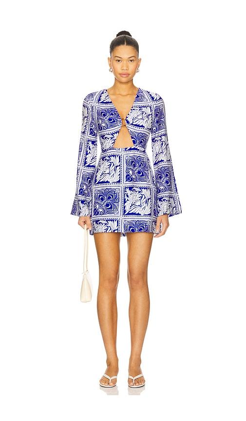 seven wonders elka sleeved mini dress in blue. - size s (also in xs)