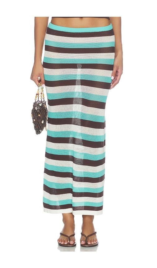 seven wonders hazel low waisted knit midi skirt in teal. - size l (also in m, s, xl, xs)
