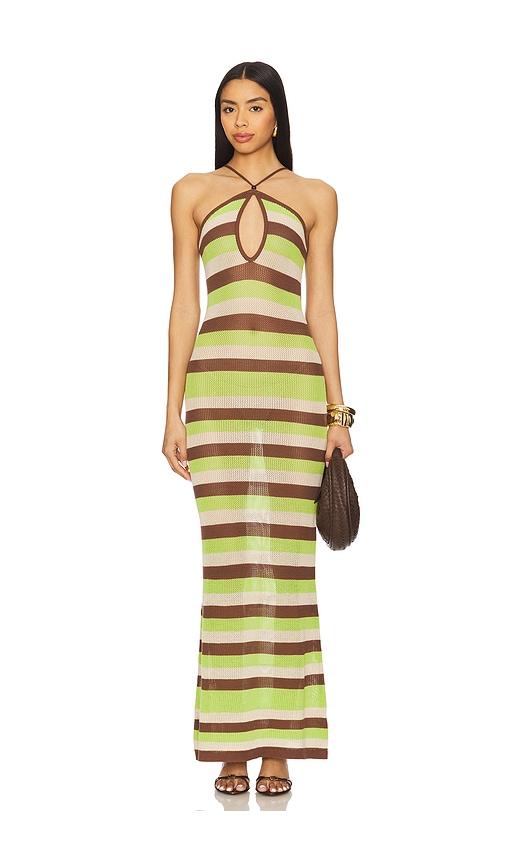 seven wonders hazel maxi dress in brown, green. - size l (also in m)