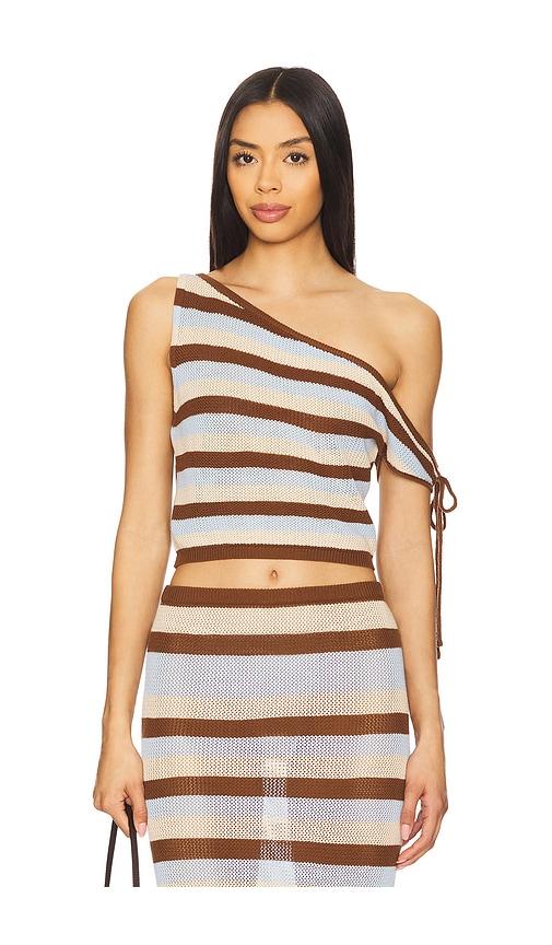 seven wonders hazel top in brown,beige,baby blue. - size l (also in s, xs, m, xl)