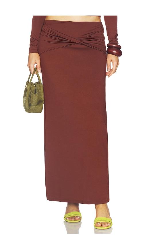seven wonders kamilla twist maxi skirt in chocolate. - size l (also in xs, s, m, xl)