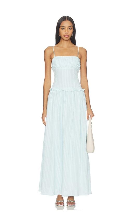seven wonders keily square neck maxi dress in baby blue. - size l (also in s, xs, m, xl)