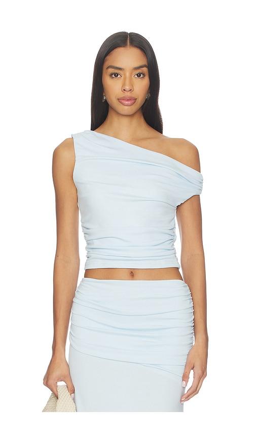 seven wonders malani one shoulder top in baby blue. - size l (also in s, xs, m, xl, xxl)