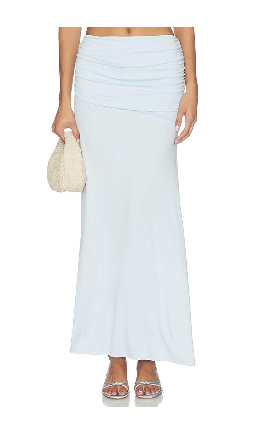 seven wonders malani ruched maxi skirt in baby blue. - size l (also in s, xs, m, xl, xxl)