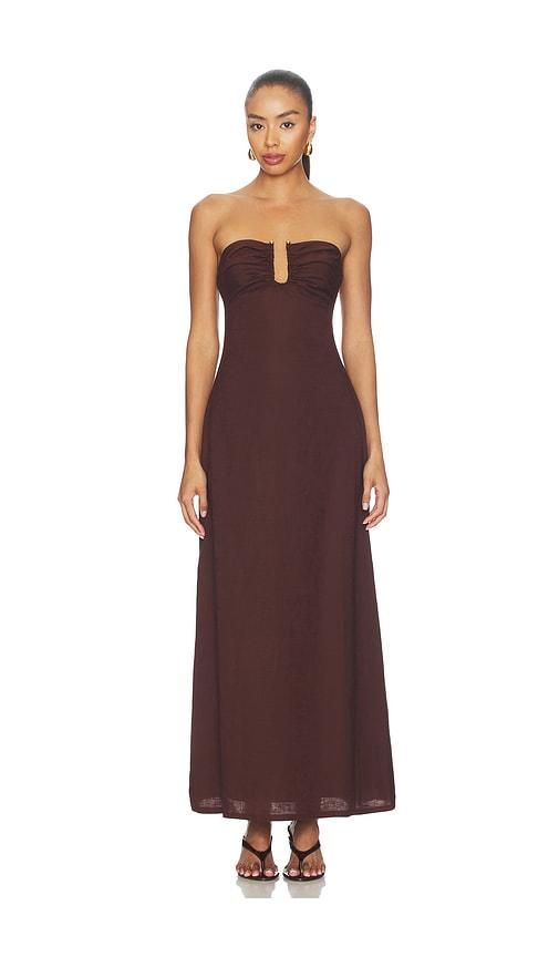 seven wonders martha strapless maxi dress in chocolate. - size m (also in xs, s)