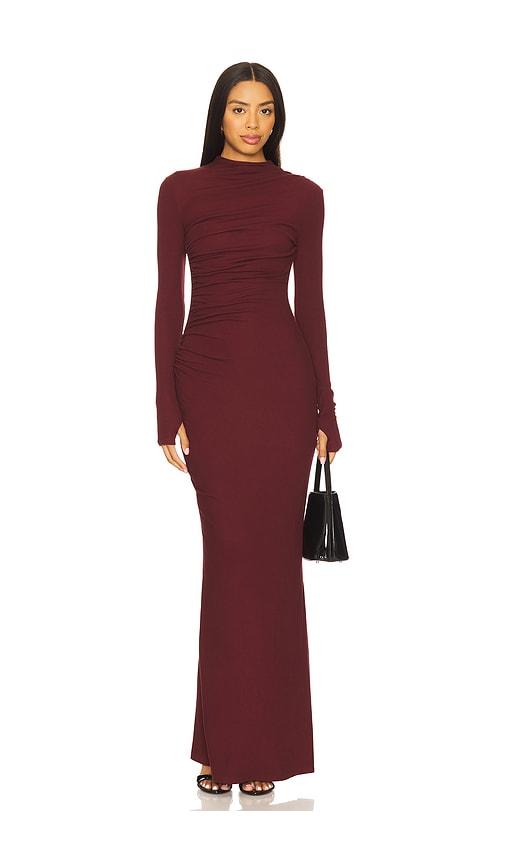 seven wonders petra sleeved maxi dress in burgundy. - size l (also in xs)
