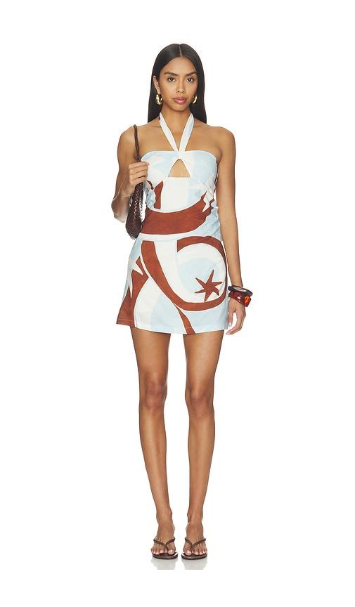 seven wonders rihanna knot halter mini dress in blue. - size l (also in xs, s, m, xl)