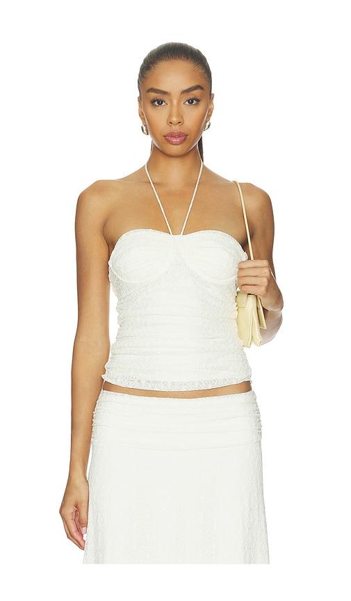 seven wonders samirah halter lace top in cream. - size m (also in s)
