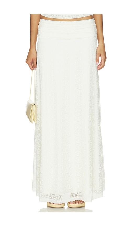 seven wonders samirah low waisted lace maxi skirt in cream. - size m (also in xs, s, xl)