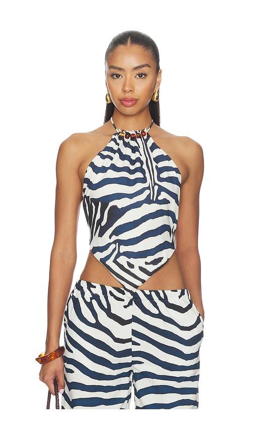 seven wonders sashia handkerchief halter top in navy. - size m (also in xl)