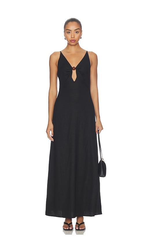 seven wonders unity low plunge maxi dress in black. - size l (also in xs, s, m)