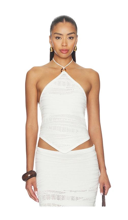 seven wonders wrenley halter tie knit top in white. - size m (also in xs)