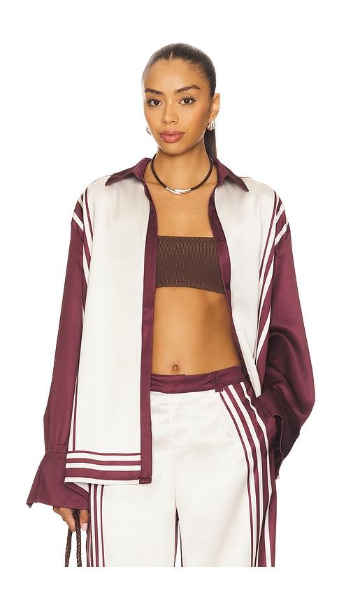 seven wonders zara sleeved shirt in wine. - size s (also in xs)