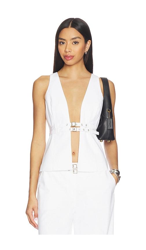 seven wonders zaylee buckle vest in white. - size l (also in s, xs, m, xl)