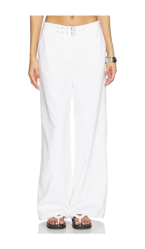 seven wonders zaylee buckle wide leg pant in white. - size l (also in s, xs, m, xl)