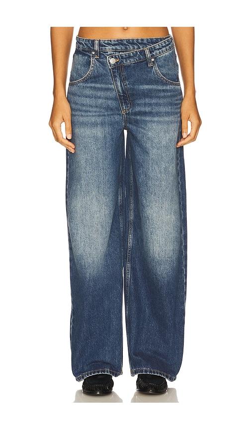 seventy + mochi cross over lia wide leg jeans in blue. - size 24 (also in 25, 26, 31, 32)