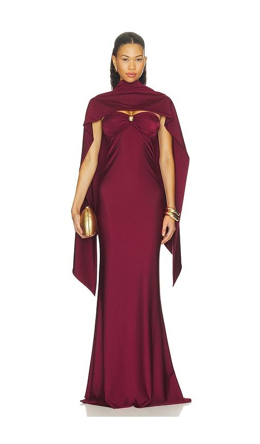 shani shemer bella dress with scarf in wine. - size l (also in xs, s, m)