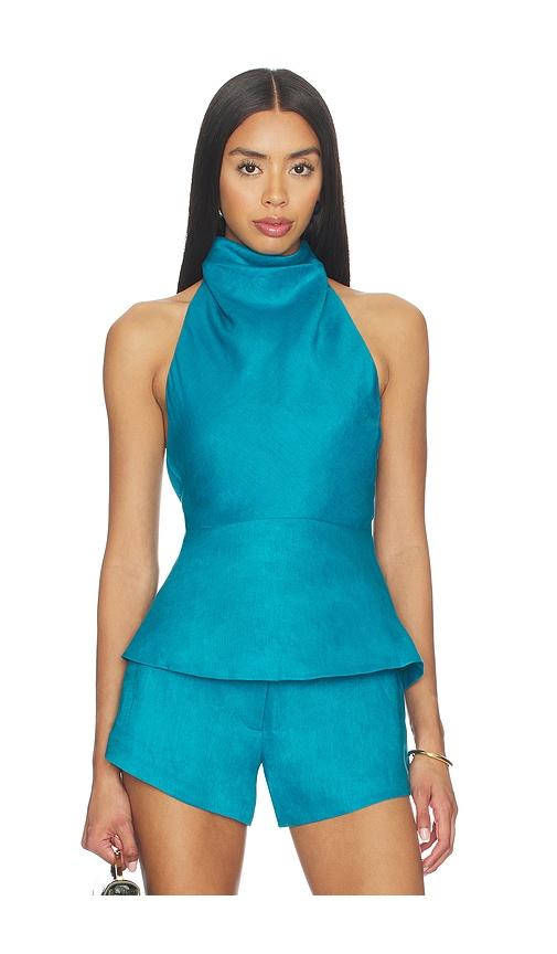 shani shemer breielle top in teal. - size l (also in m)