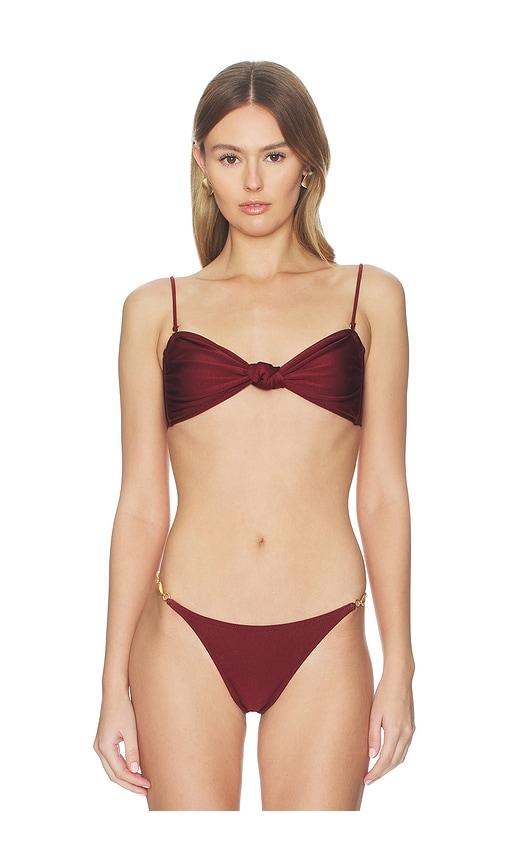shani shemer maren bandeau bikini top in burgundy. - size m (also in s, xs)