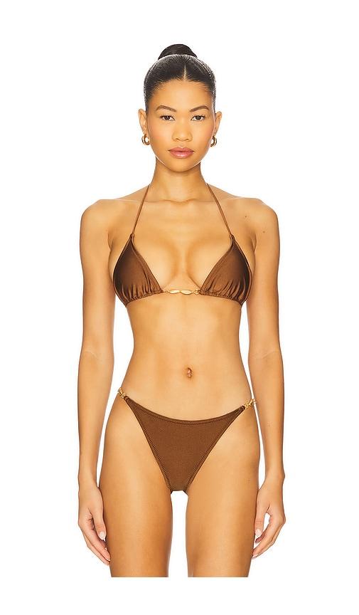 shani shemer marlin bikini top in brown. - size m (also in xs, s)
