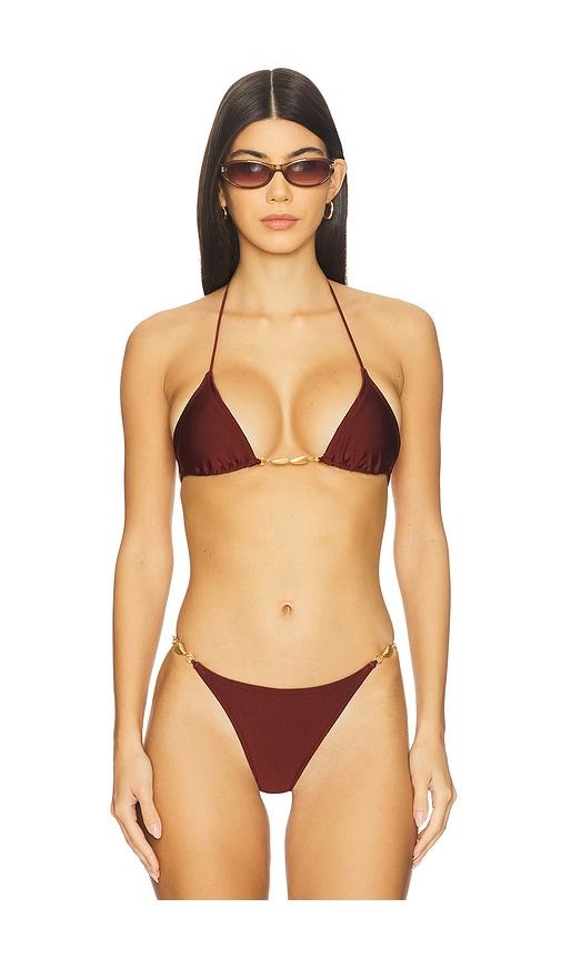 shani shemer marlin triangle bikini top in burgundy. - size m (also in xs)