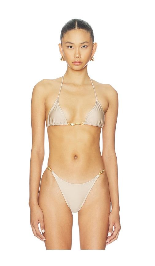shani shemer marlin triangle bikini top in metallic neutral. - size m (also in s)