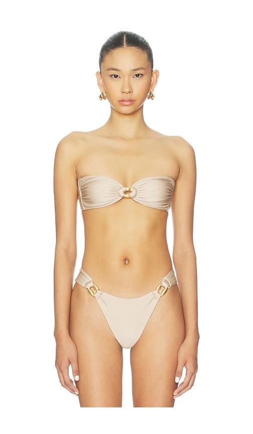 shani shemer nyx bandeau bikini top in metallic neutral. - size m (also in s)