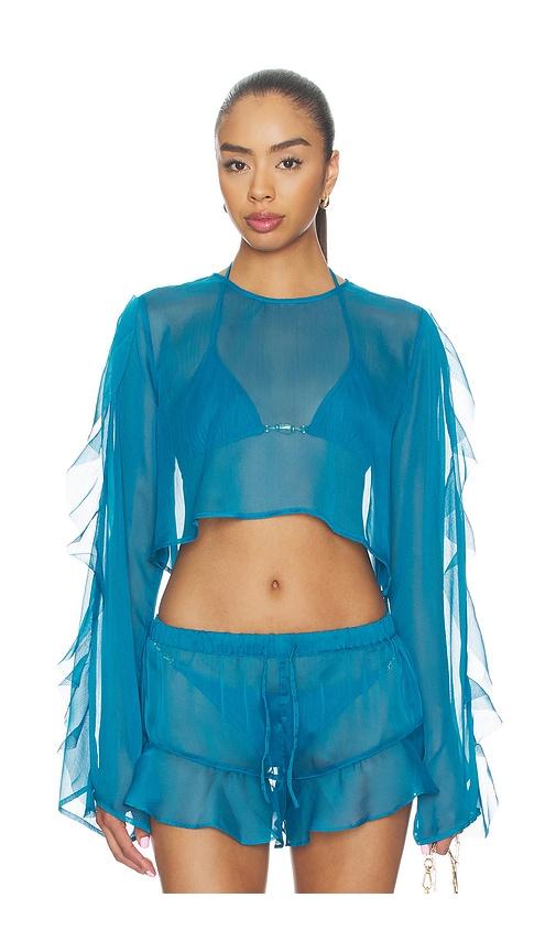 shani shemer thoma cropped shirt in blue. - size l (also in s, m)