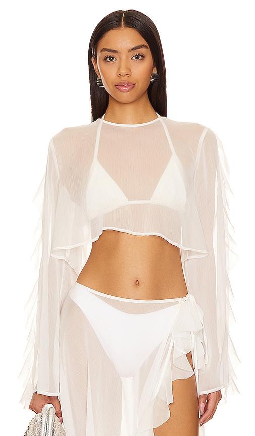 shani shemer thoma cropped shirt in white in cream. - size m (also in xs)