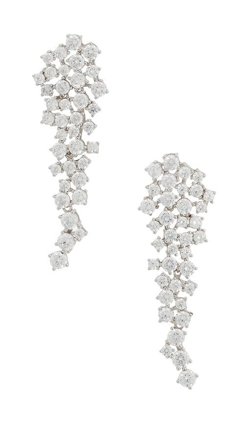 shashi argent pave earring in metallic silver.