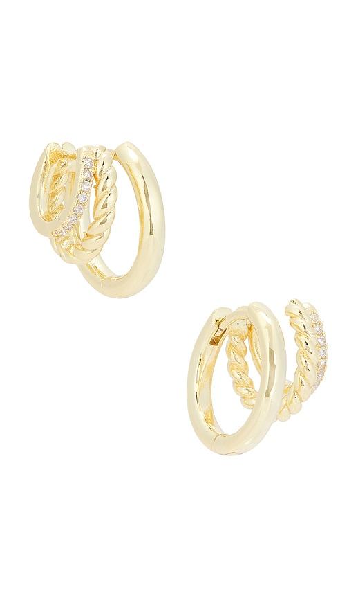 shashi charlie triple earring in metallic gold.