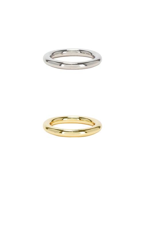 shashi connor ring set in metallic gold. - size 5 (also in 6, 7)