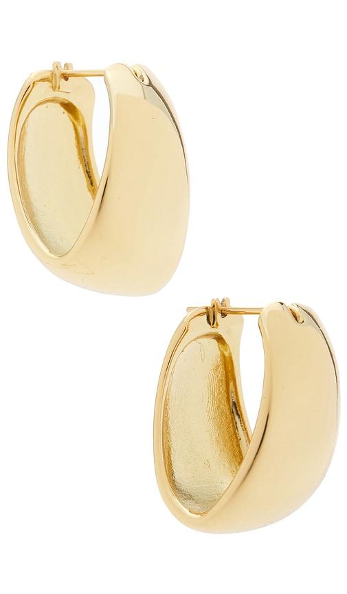shashi couplet hoops earrings in metallic gold.