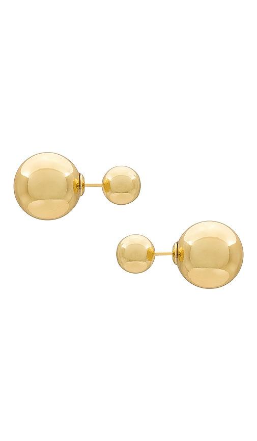 shashi double ball earring in metallic gold.