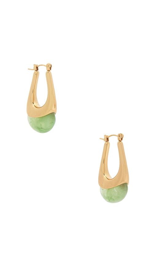 shashi elysse hoop in green,metallic gold.
