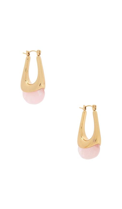 shashi elysse hoop in pink,metallic gold.