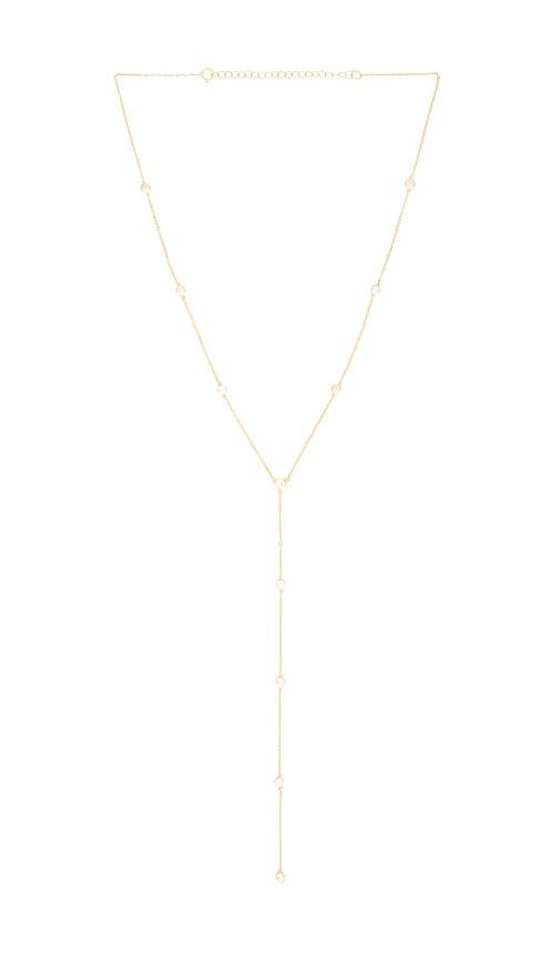 shashi emily diamond lariat in metallic gold.