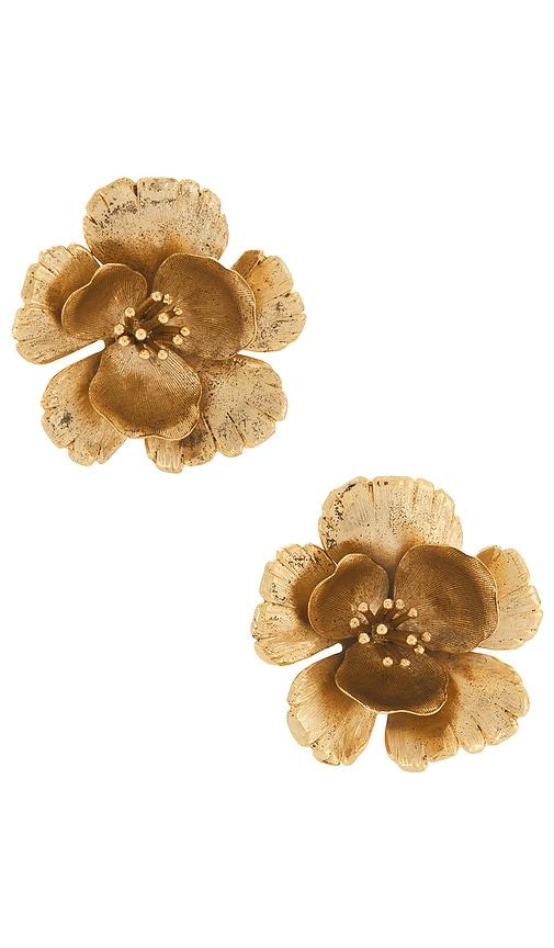 shashi fluttered flower in metallic gold.