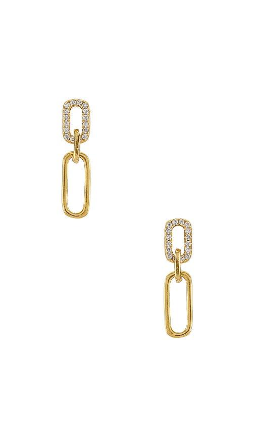 shashi justice pave earrings in metallic gold.
