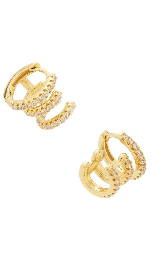 shashi katerina triple pave earring in metallic gold.