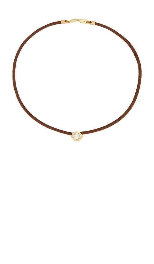 shashi lasso solitaire necklace in brown.