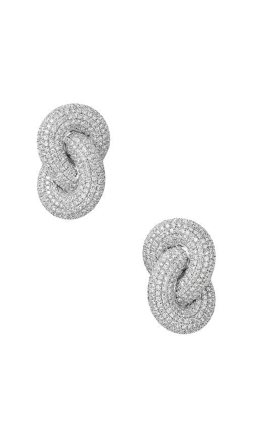 shashi le deux pave earring in metallic silver.