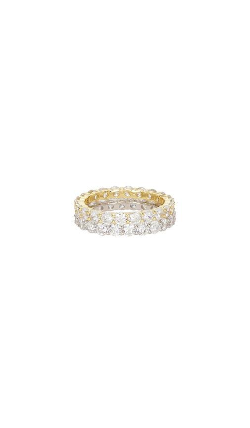 shashi manchester ring set in metallic gold,metallic silver. - size 6 (also in 8)