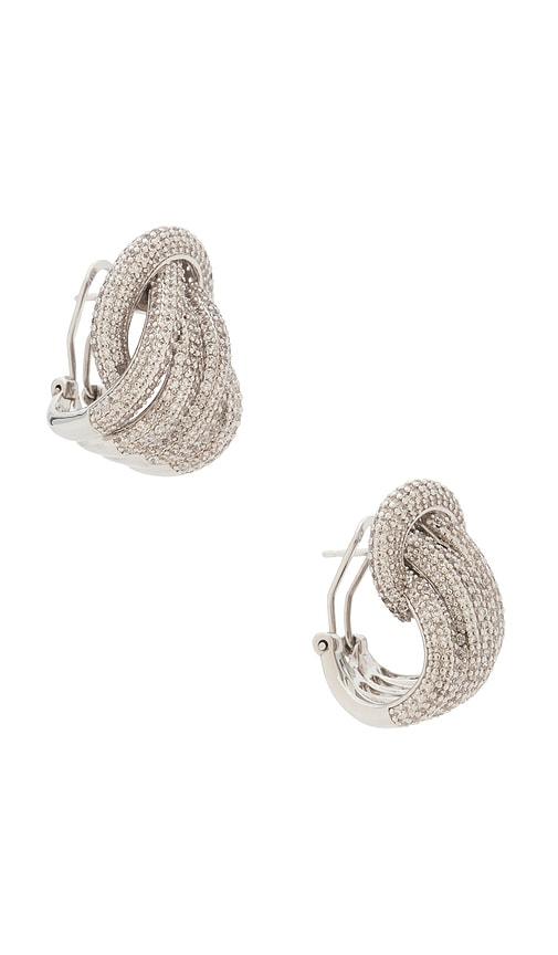 shashi margaux pave earring in metallic silver.