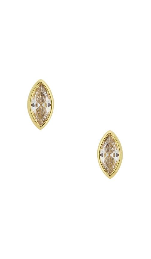 shashi marquise bezel stud in metallic gold.